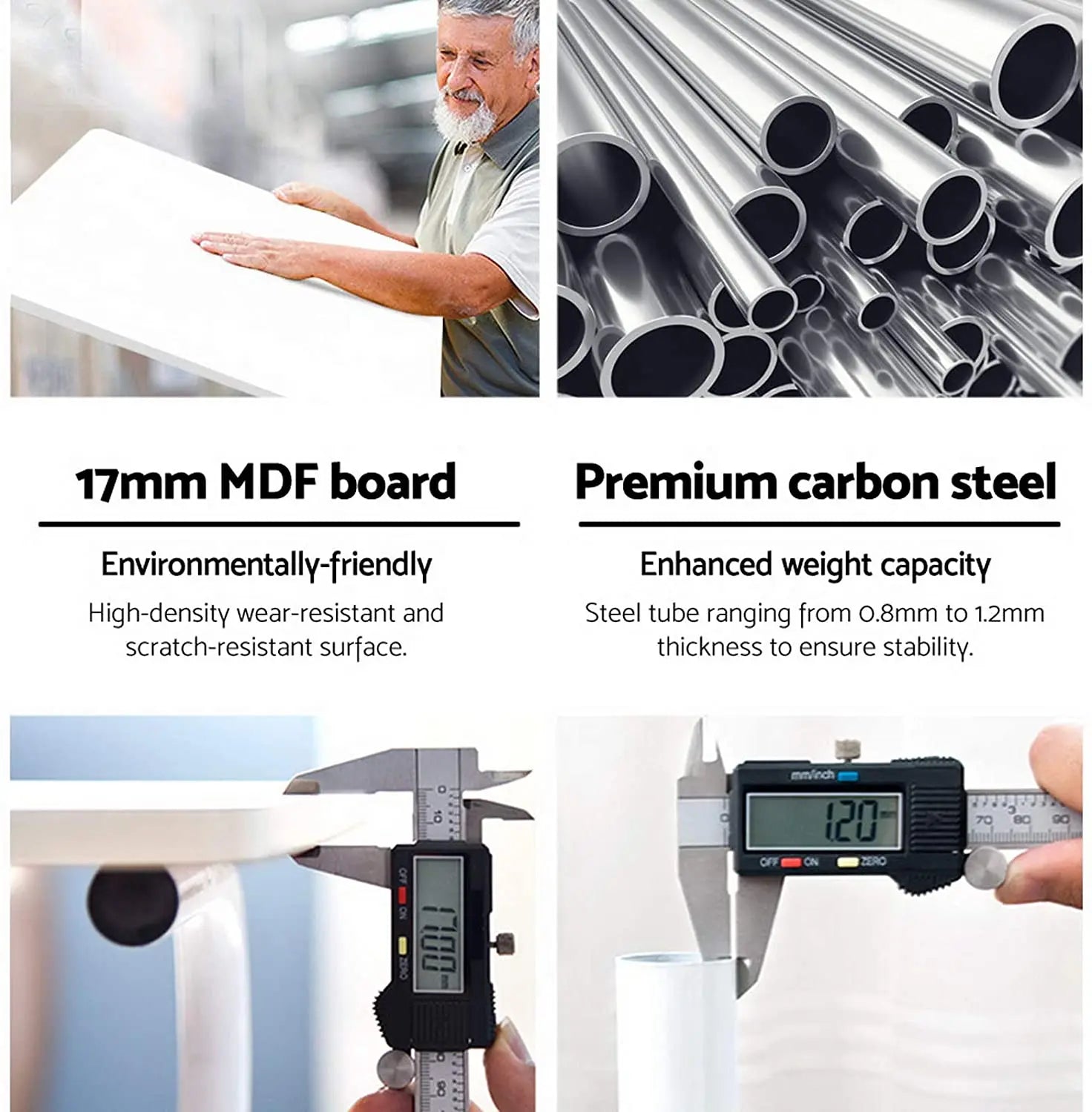 Mobile Laptop Desk Adjustable Height 360°Rotation Wooden Table Top Metal Frame Notebook, Computer Stand for Home Office - White pattanaustralia